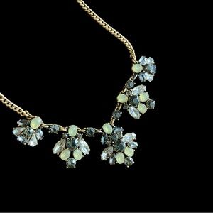 J. Crew Gold Tone Smoky Topaz & Iridescent Lime Crystal Statement
Necklace